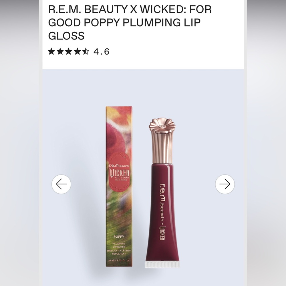 R.E.M. BEAUTY X WICKED: FOR GOOD POPPY PLUMPING LIP GLOSS in Plum Petals